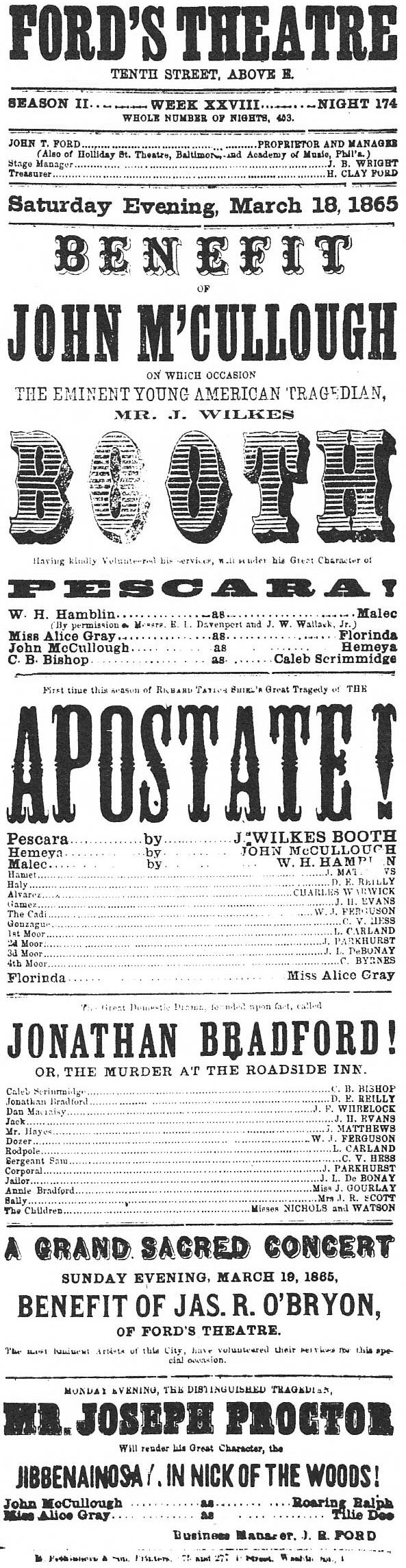 John Wilkes Booth Playbill